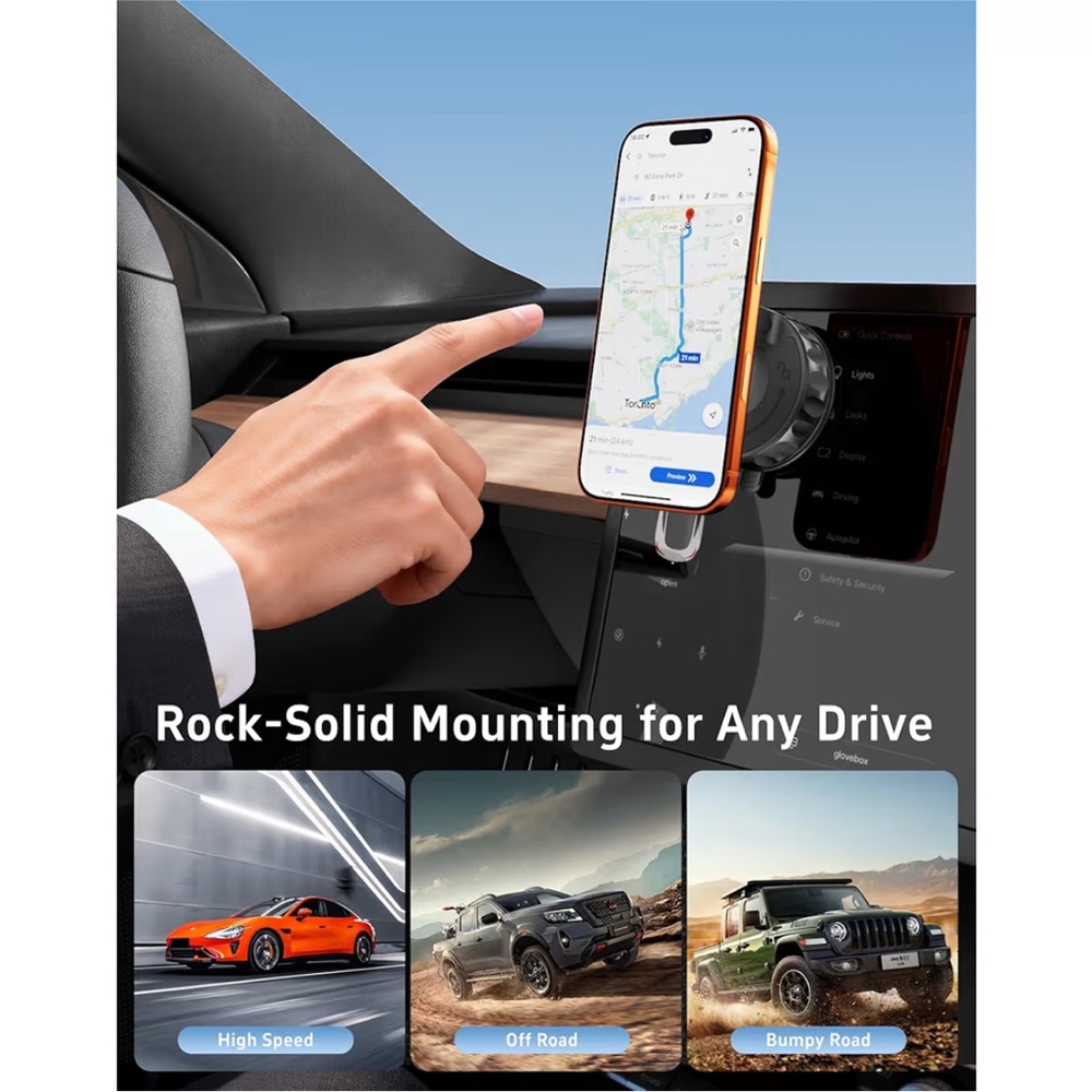 Black Phone Car Mount with Magnetic Wheel Grip, 360 Adjustable - Picture 6 of 7